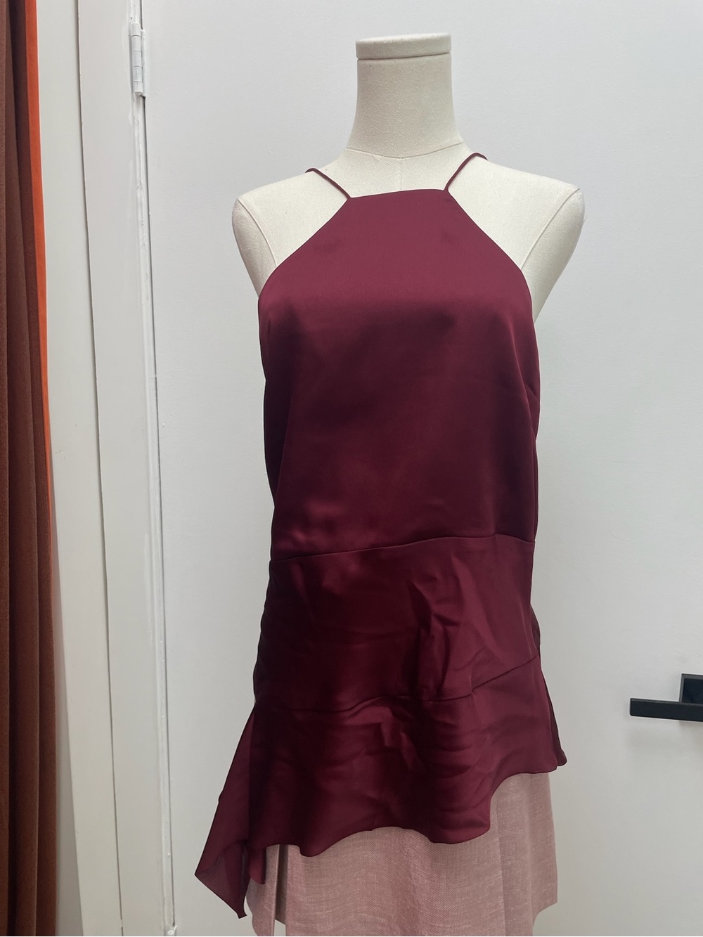 Banana Republic x Olivia Parlemo Burgundy Satin Tie Tank Size M